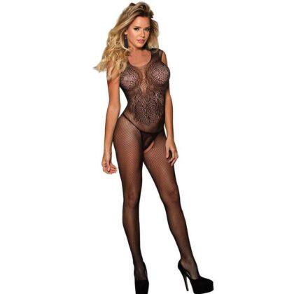 SUBBLIME - 951962 FISHNET CROTCHLESS BODYSTOCKING COM ESTAMPA DE FLORES PRETO TAMANHO ĆNICO