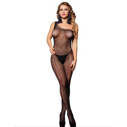 SUBBLIME - 952037 BODYSTOCKING DE ALTA COSTURA COM DIAMANTES PRETO TAMANHO ĆNICO