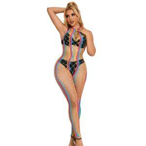 SUBBLIME - 952358 BODYSTOCKING COM DECOTE HALTER E MALHA ARCO-ÍRIS XS/M