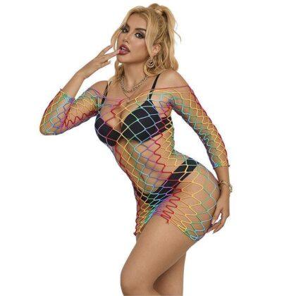 SUBBLIME - 952426 RAINBOW MANGA LONGA FISHNET VESTIDO TAMANHO ĆNICO
