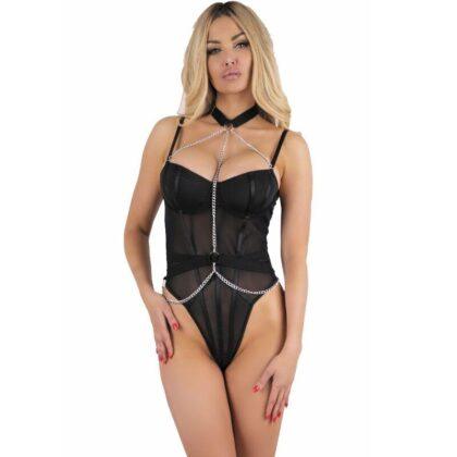 LIVCO CORSETTI FASHION - RUBIKA LC XG079 BODY COM GARGANTILHA PRETO XL