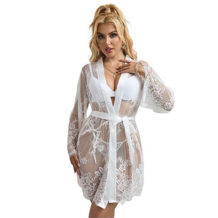 SUBBLIME - 954376 CAMISOLA DE NOITE MANGA COMPRIDA COM DESIGN FLORAL BRANCO L/XL