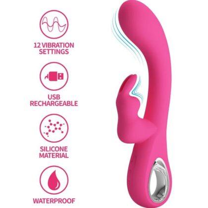 PRETTY LOVE - NOVAK RABBIT VIBRADOR 12 VIBRAĆĆES ROSA