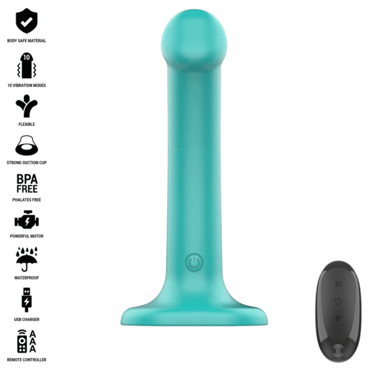 INTENSE - VIBRADOR KATIE COM VENTOSA 10 VIBRAÇÕES CONTROLE REMOTO AZUL