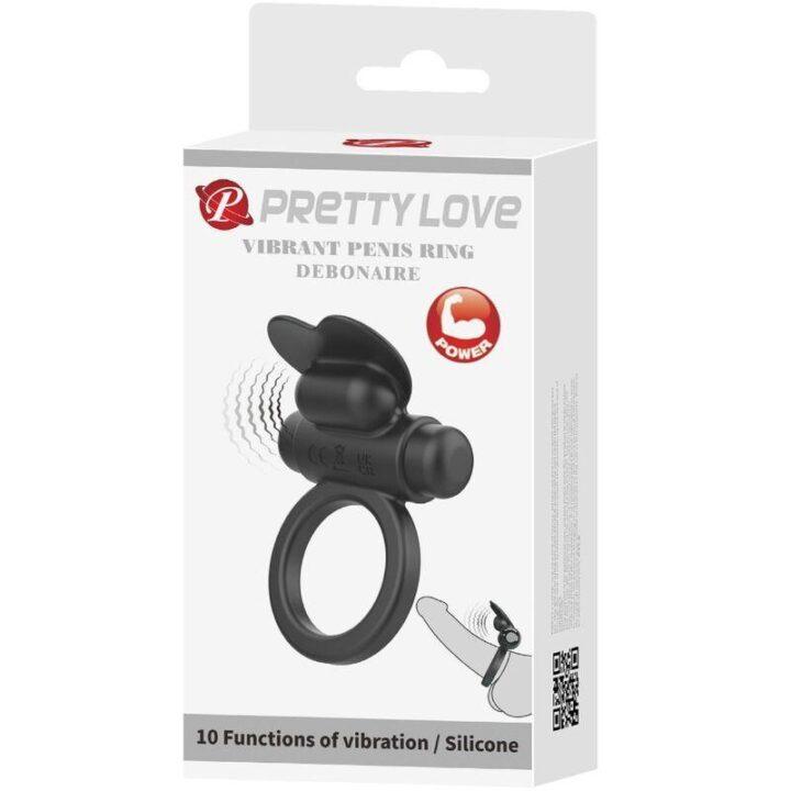PRETTY LOVE - ANEL VIBRATÓRIO DEBONAIRE COELHO 10 VIBRAÇÕES PRETO