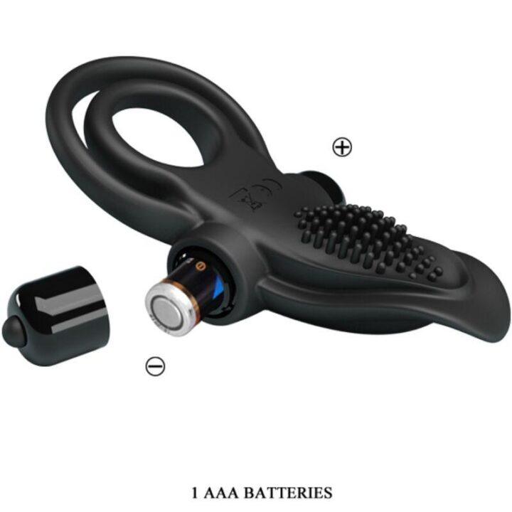 PRETTY LOVE - ANEL VIBRATÓRIO DUPLO + ESTIMULADOR DE CLITÓRIS 10 VIBRAÇÕES PRETO