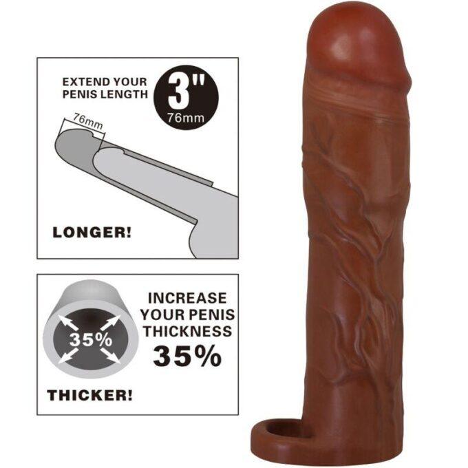 PRETTY LOVE - MANGA PENIS GERD COM EXTENSÃO DE 7,6 CM MULATO