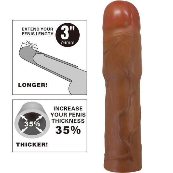 PRETTY LOVE - MANGA PENIS KYLIAN COM EXTENSÃO DE 7,6 CM MULATO