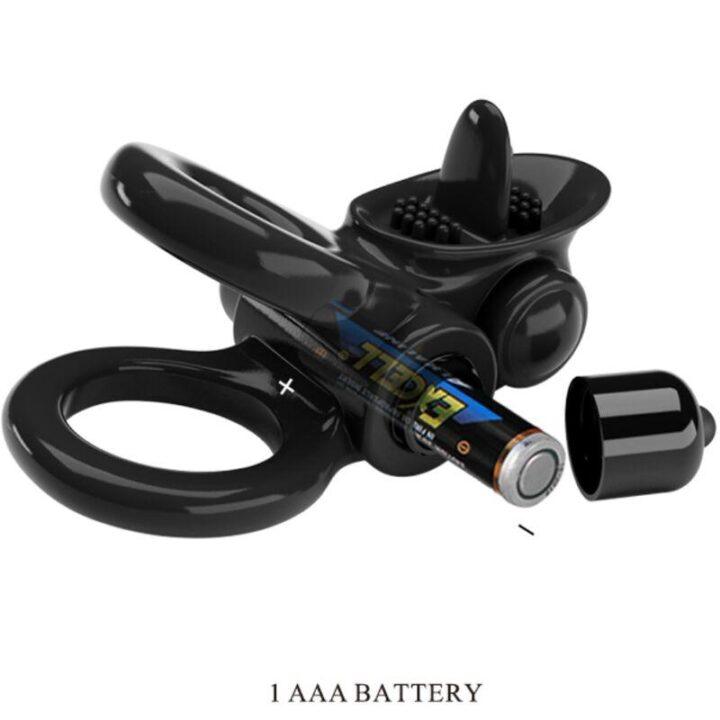 PRETTY LOVE - ANEL APAIXONADO ANEL VIBRATÓRIO DUPLO + ESTIMULADOR DE CLITÓRIS PRETO