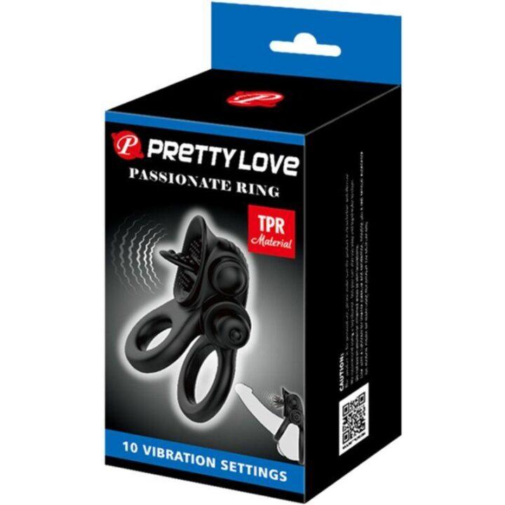 PRETTY LOVE - ANEL APAIXONADO ANEL VIBRATÓRIO DUPLO + ESTIMULADOR DE CLITÓRIS PRETO