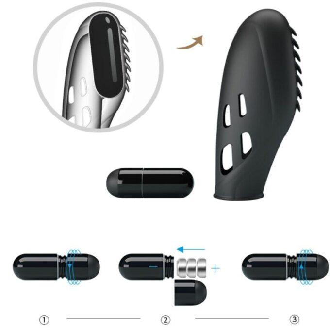 PRETTY LOVE - VIBRADOR DE DEDO DE SILICONE GILO PRETO