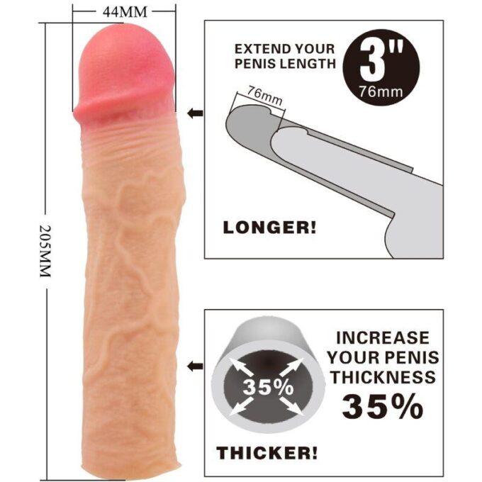 PRETTY LOVE - MANGA PARA PÊNIS STEVENSON COM EXTENSÃO DE 7,6 CM DE CARNE