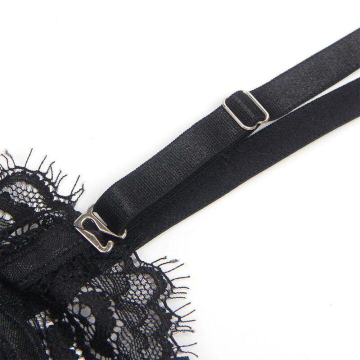 SUBBLIME - 955502 BODY DE RENDA COM LAÇOS E LIGAS PRETO L/XL