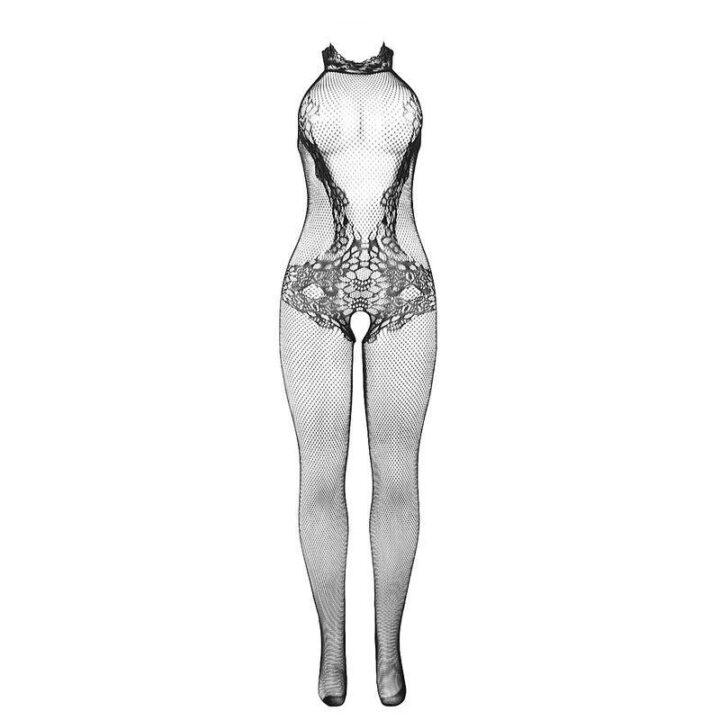 SUBBLIME - 951801 BODYSTOCKING SEM FUNDO DE REDE E RENDA COM GOLA ALTA PRETO TAMANHO ÚNICO