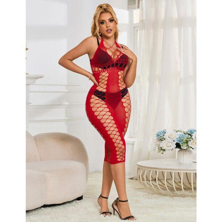 SUBBLIME - 952327 VESTIDO LONGO RED FISHNET TAMANHO ÚNICO
