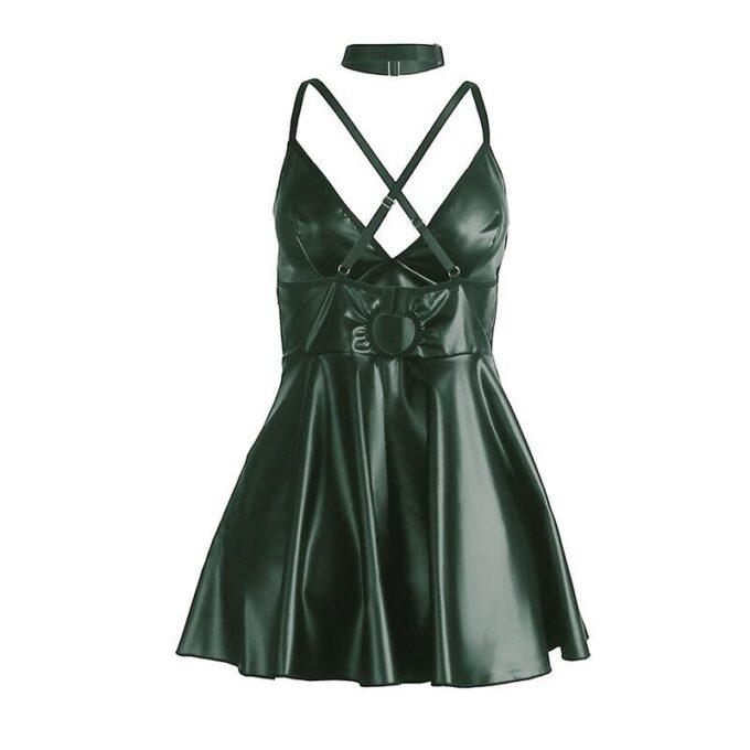 SUBBLIME - 955434 VESTIDO COM ALÇAS DE COURO VERDE S/M