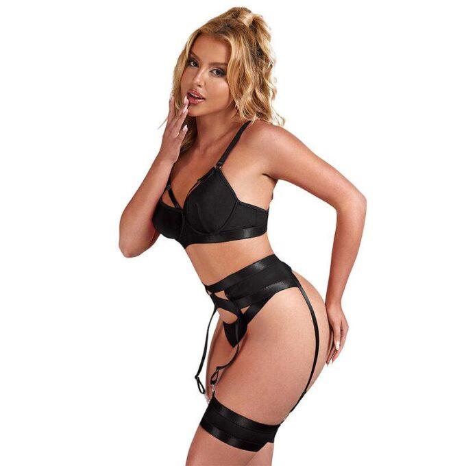SUBBLIME - 955236 SUTIÃ BONDAGE PRETO COM CONJUNTO DE LIGA S/M