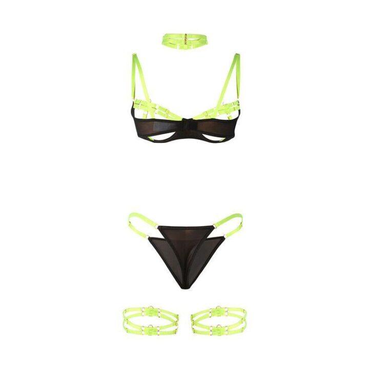 SUBBLIME - 955281 CONJUNTO DE SUTIÃ COM COLAR E DETALHES NAS PERNAS VERDE FLUORESCENTE L/XL
