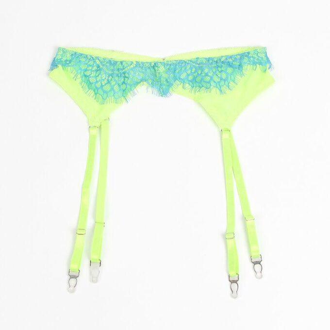 SUBBLIME - 955328 CONJUNTO DE SUTIÃ COM RENDA E LINHAS DE LIGA VERDE E AZUL L/XL