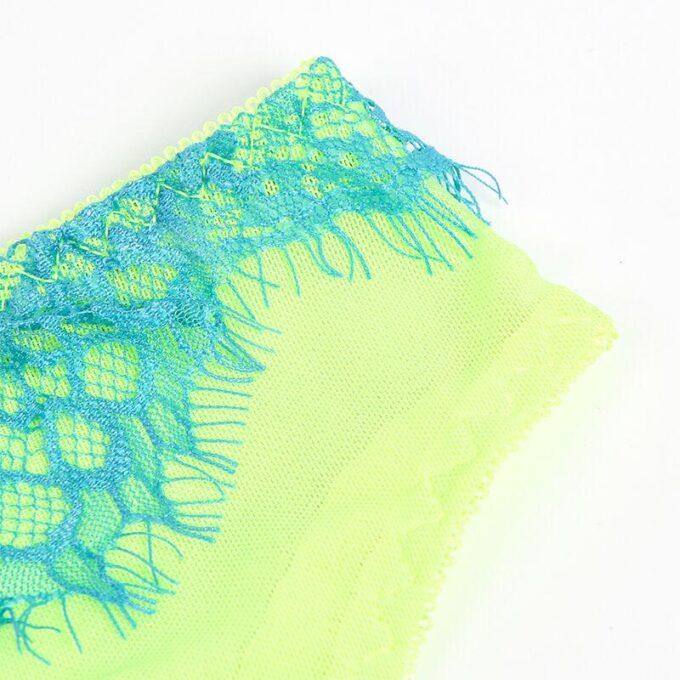 SUBBLIME - 955328 CONJUNTO DE SUTIÃ COM RENDA E LINHAS DE LIGA VERDE E AZUL L/XL