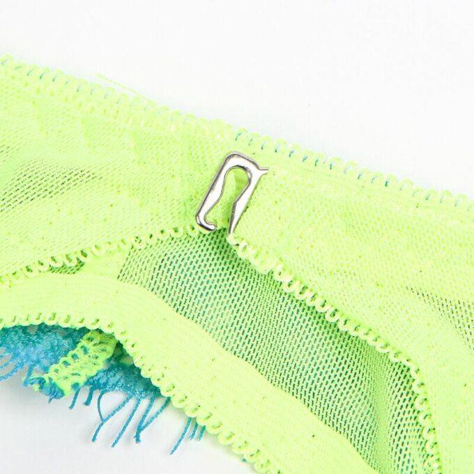 SUBBLIME - 955328 CONJUNTO DE SUTIÃ COM RENDA E LINHAS DE LIGA VERDE E AZUL L/XL
