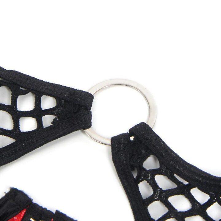 SUBBLIME - 955533 CONJUNTO DE SUTIÃ DE COURO VERMELHO COM ZÍPER DE MALHA S/M