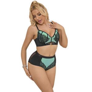 SUBBLIME-SETS-SUBBLIME-955557-GREEN-PATENT-LEATHER-MESH-ZIPPER-BRA-SET-SM-1