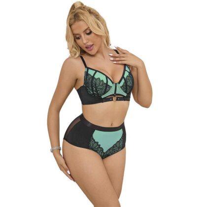 SUBBLIME-SETS-SUBBLIME-955557-GREEN-PATENT-LEATHER-MESH-ZIPPER-BRA-SET-SM-1