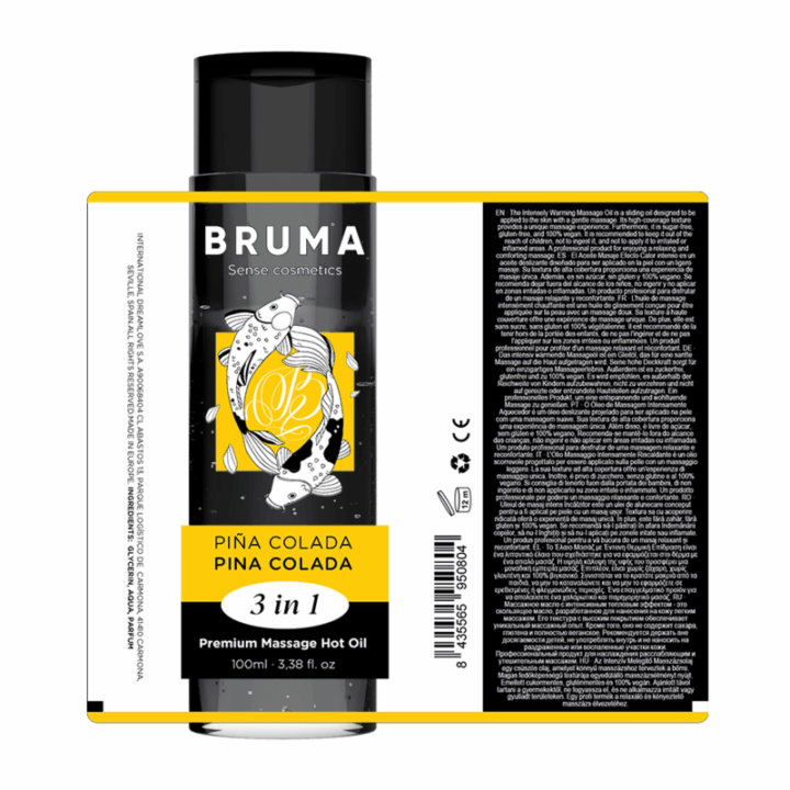 BRUMA - ÓLEO DE MASSAGEM PREMIUM EFEITO CALOR SABOR PINA COLADA 3 EM 1 - 100 ML