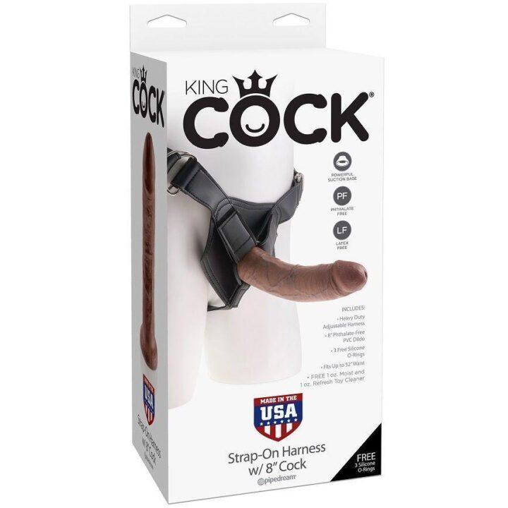 KING COCK - HARNESS COM PÊNIS MARROM REALISTA 20,3 CM