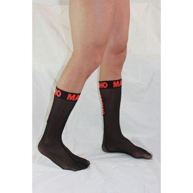 MACHO - MEIAS FINAS TAMANHO ÚNICO PRETO/VERMELHO