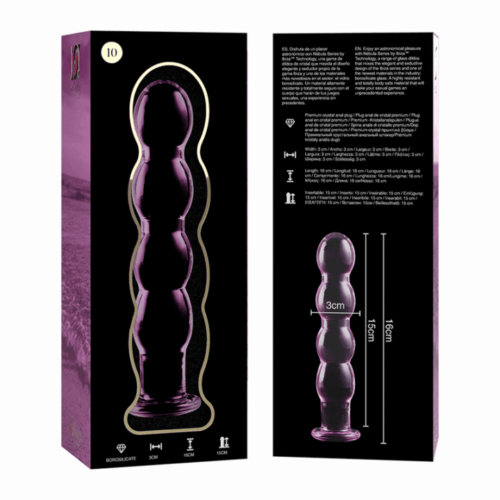 NEBULA SERIES BY IBIZA - MODELO 10 DILDO VIDRO BOROSILICADO ROSA 16.5 CM -O- 3.5 CM