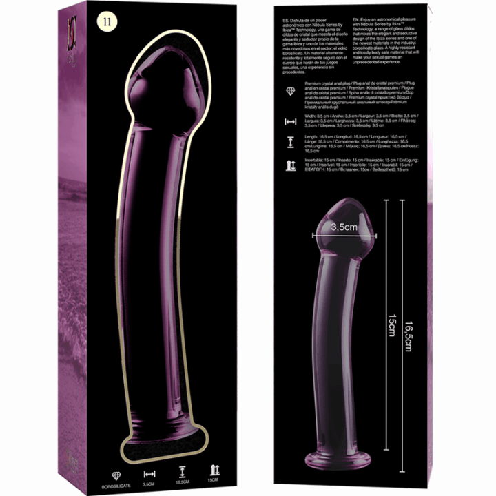 NEBULA SERIES BY IBIZA - MODELO 11 DILDO VIDRO BOROSILICADO ROSA 16 CM -O- 3 CM