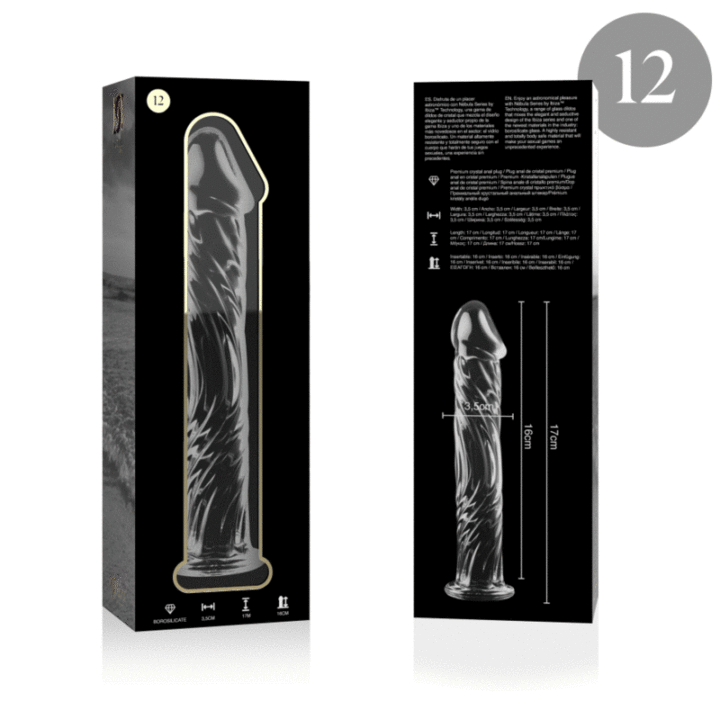 NEBULA SERIES BY IBIZA - MODELO 12 DILDO VIDRO BOROSILICADO TRANSPARENTE 17 CM -O- 3.5 CM