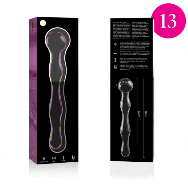 NEBULA SERIES BY IBIZA - MODELO 13 DILDO VIDRO BOROSILICADO ROSA 18 CM -O- 3.5 CM