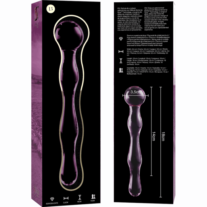 NEBULA SERIES BY IBIZA - MODELO 13 DILDO VIDRO BOROSILICADO ROSA 18 CM -O- 3.5 CM