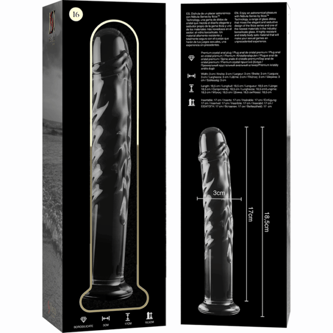 NEBULA SERIES BY IBIZA - MODELO 16 DILDO VIDRO BOROSILICADO TRANSPARENTE 18.5 CM -O- 3 CM