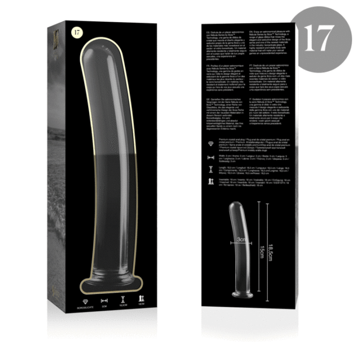NEBULA SERIES BY IBIZA - MODELO 17 DILDO VIDRO BOROSILICADO TRANSPARENTE 18.5 CM -O- 3 CM