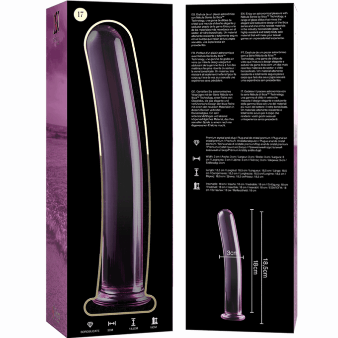 NEBULA SERIES BY IBIZA - MODELO 17 DILDO VIDRO BOROSILICADO ROSA 18.5 CM -O- 3 CM