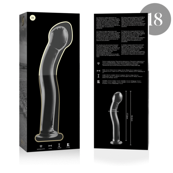 SÉRIE NEBULA BY IBIZA - MODELO 18 DILDO VIDRO BOROSILICADO TRANSPARENTE 18.5 CM -O- 3.5 CM