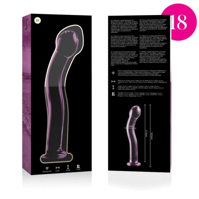 NEBULA SERIES BY IBIZA - MODELO 18 DILDO VIDRO BOROSILICADO ROSA 18.5 CM -O- 3.5 CM