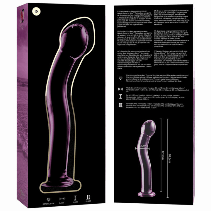 NEBULA SERIES BY IBIZA - MODELO 18 DILDO VIDRO BOROSILICADO ROSA 18.5 CM -O- 3.5 CM