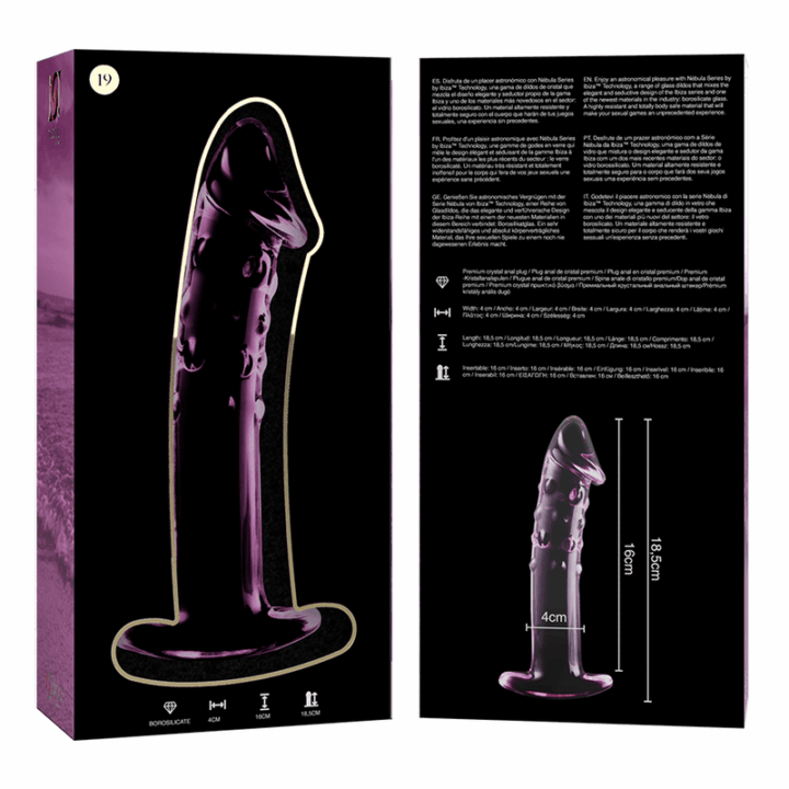 NEBULA SERIES BY IBIZA - MODELO 19 DILDO VIDRO BOROSILICADO ROSA 18.5 CM -O- 4 CM
