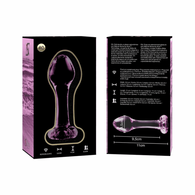 NEBULA SERIES BY IBIZA - MODELO 2 PLUG ANAL VIDRO BOROSILICADO ROSA 11 CM -O- 3.5 CM