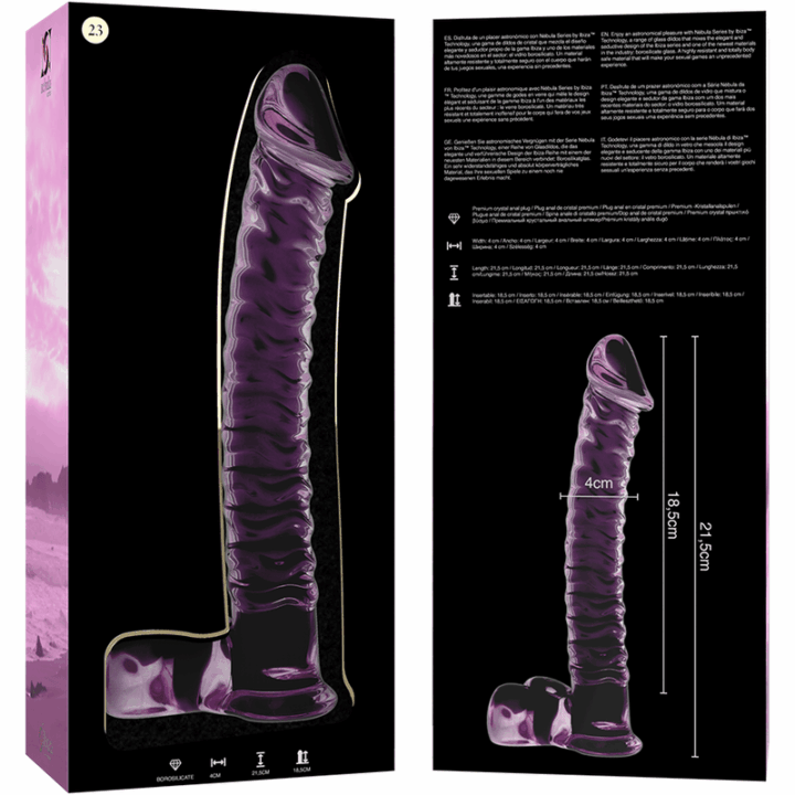NEBULA SERIES BY IBIZA - MODELO 23 DILDO VIDRO BOROSILICADO ROSA 21.5 CM -O- 4 CM
