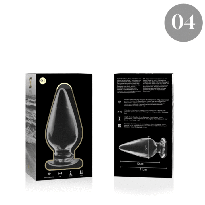 NEBULA SERIES BY IBIZA - MODELO 4 ANAL PLUG VIDRO BOROSILICADO TRANSPARENTE 11 CM -O- 5 CM