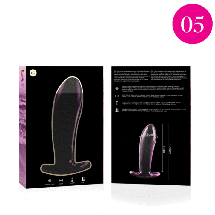 NEBULA SERIES BY IBIZA - MODELO 5 ANAL PLUG VIDRO BOROSILICADO ROSA 12.5 CM -O- 3.5 CM