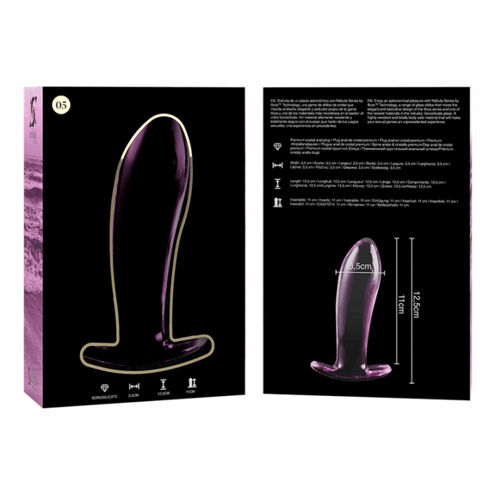 NEBULA SERIES BY IBIZA - MODELO 5 ANAL PLUG VIDRO BOROSILICADO ROSA 12.5 CM -O- 3.5 CM
