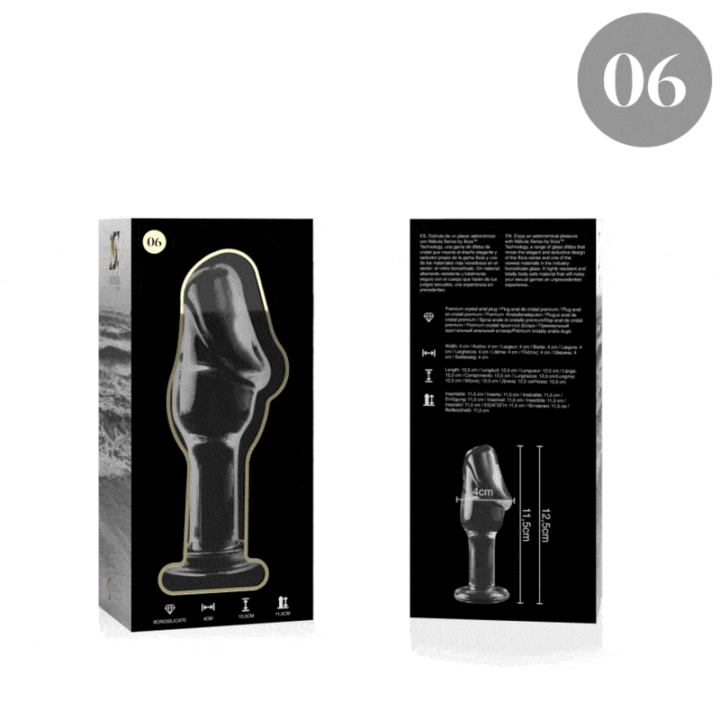 NEBULA SERIES BY IBIZA - MODELO 6 ANAL PLUG VIDRO BOROSILICADO TRANSPARENTE 12.5 CM -O- 4 CM