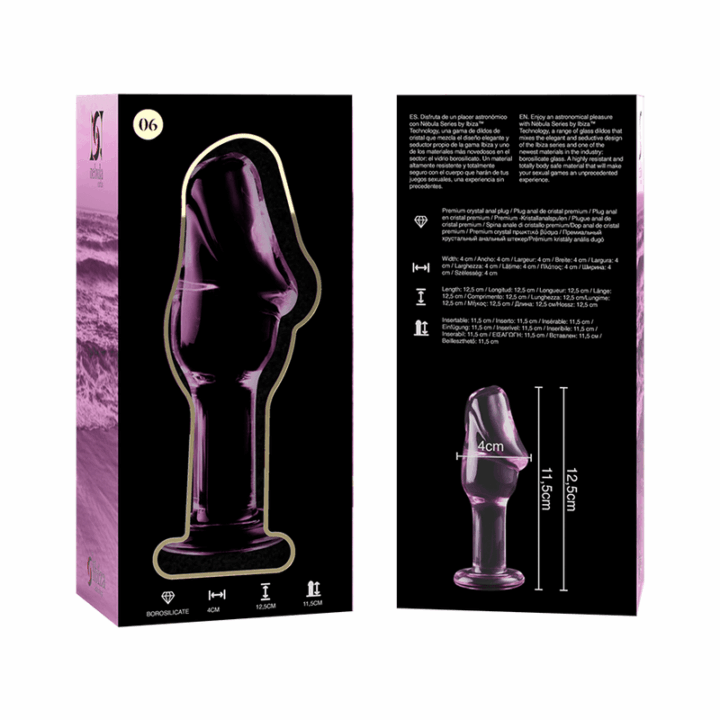 NEBULA SERIES BY IBIZA - MODELO 6 PLUG ANAL VIDRO BOROSILICADO ROSA 12.5 CM -O- 4 CM